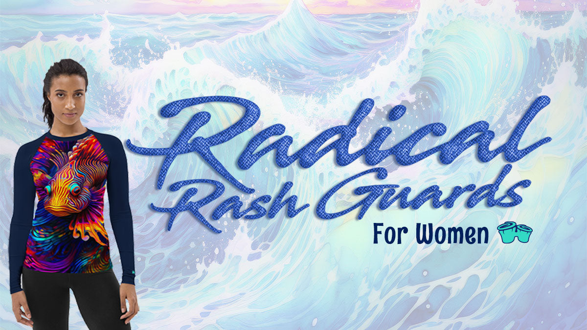 Stylish women's radical rash guards for UV protection, perfect for beach days and sun safety in our clothing shop.