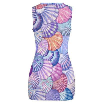 Cutout Bodycon Seashell Print Dress With Beachy VIbe