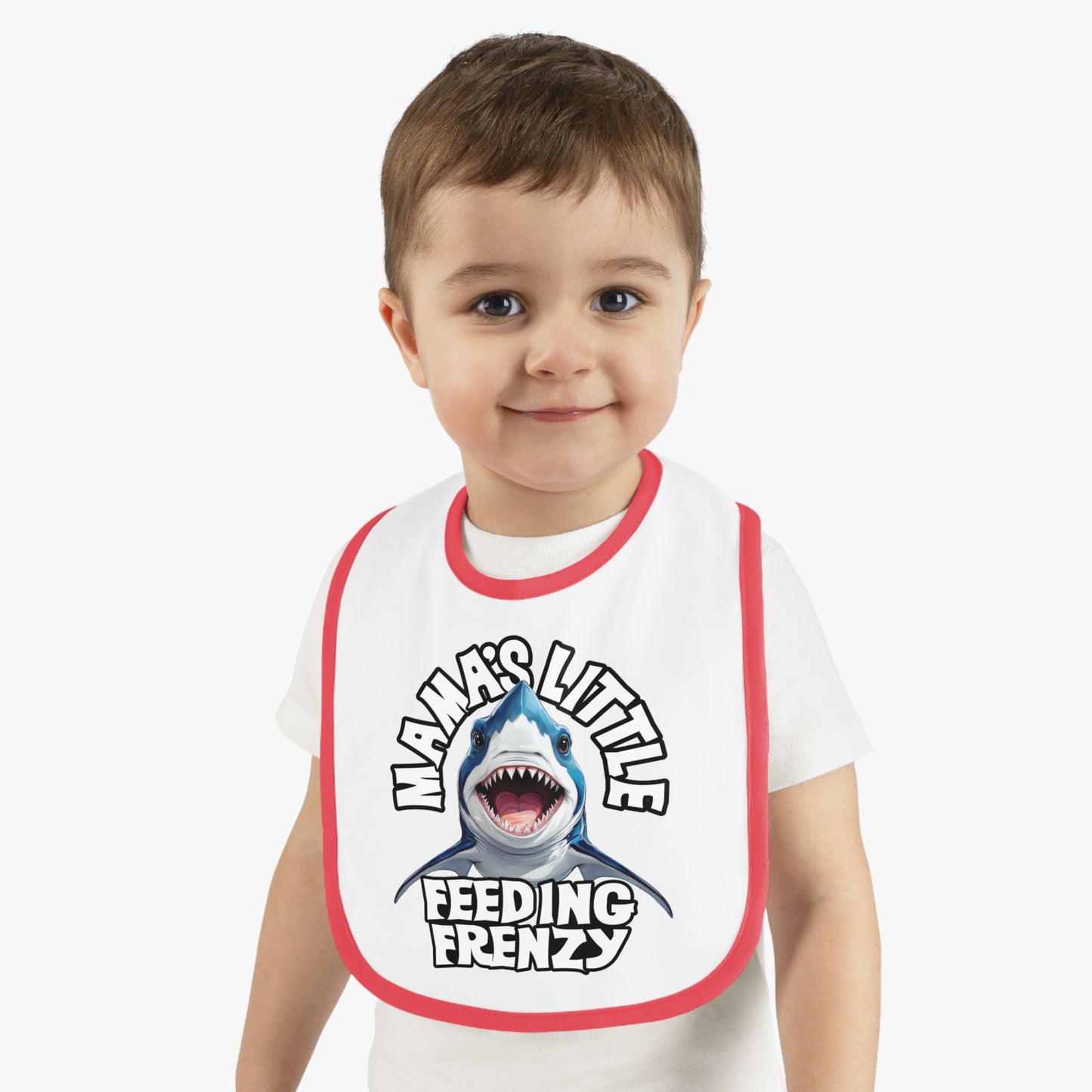 Mama's Little Feeding Frenzy Baby Bib With Cute Cartoon Baby Shark.