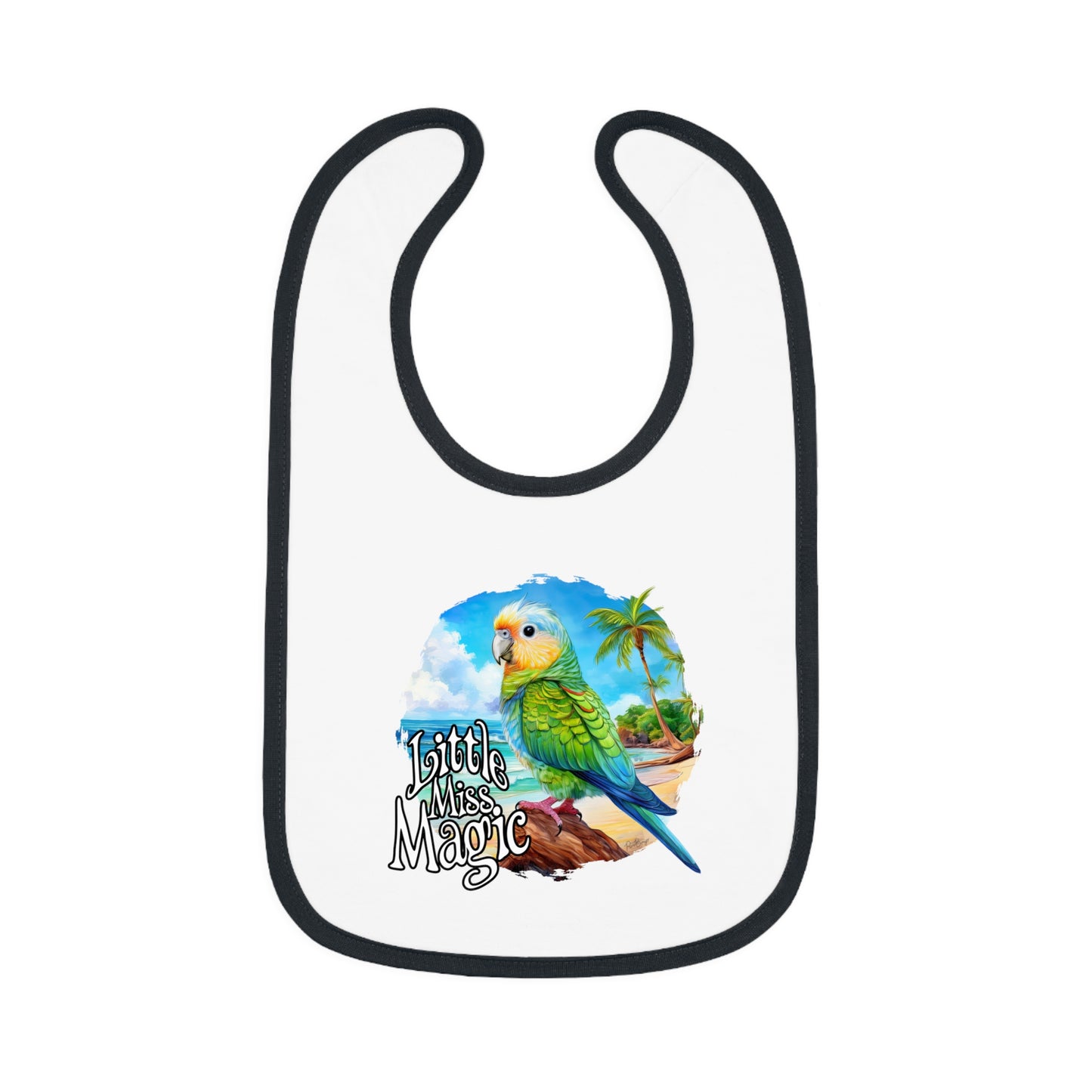 Little Miss Magic Baby Bib | With Cute Parakeet Art