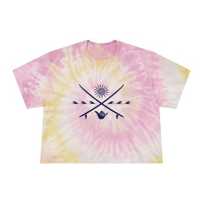 Women's Tie-Dye Crop Tee | Sun Shaka Crossed Surfboards