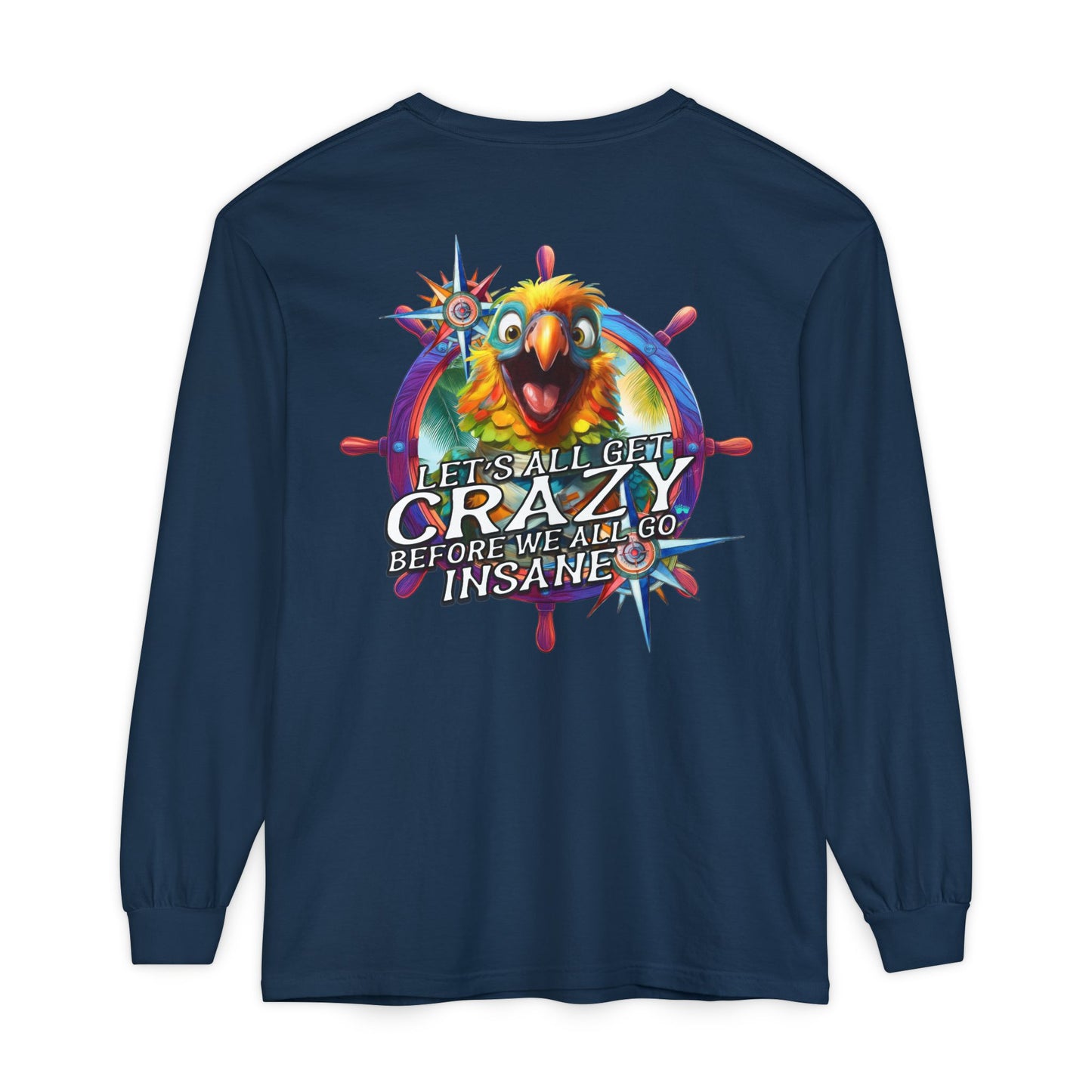 Crazy ParrotHead Long Sleeve T-Shirt - Compass on Front