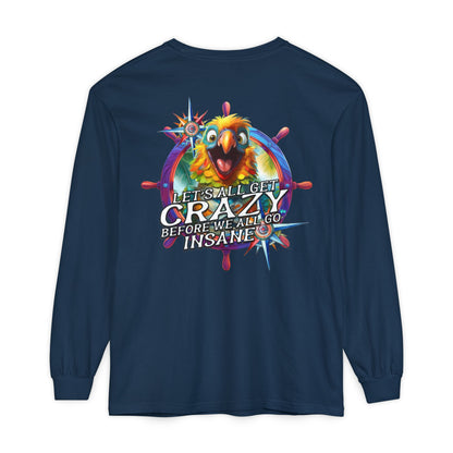 Crazy ParrotHead Long Sleeve T-Shirt - Compass on Front