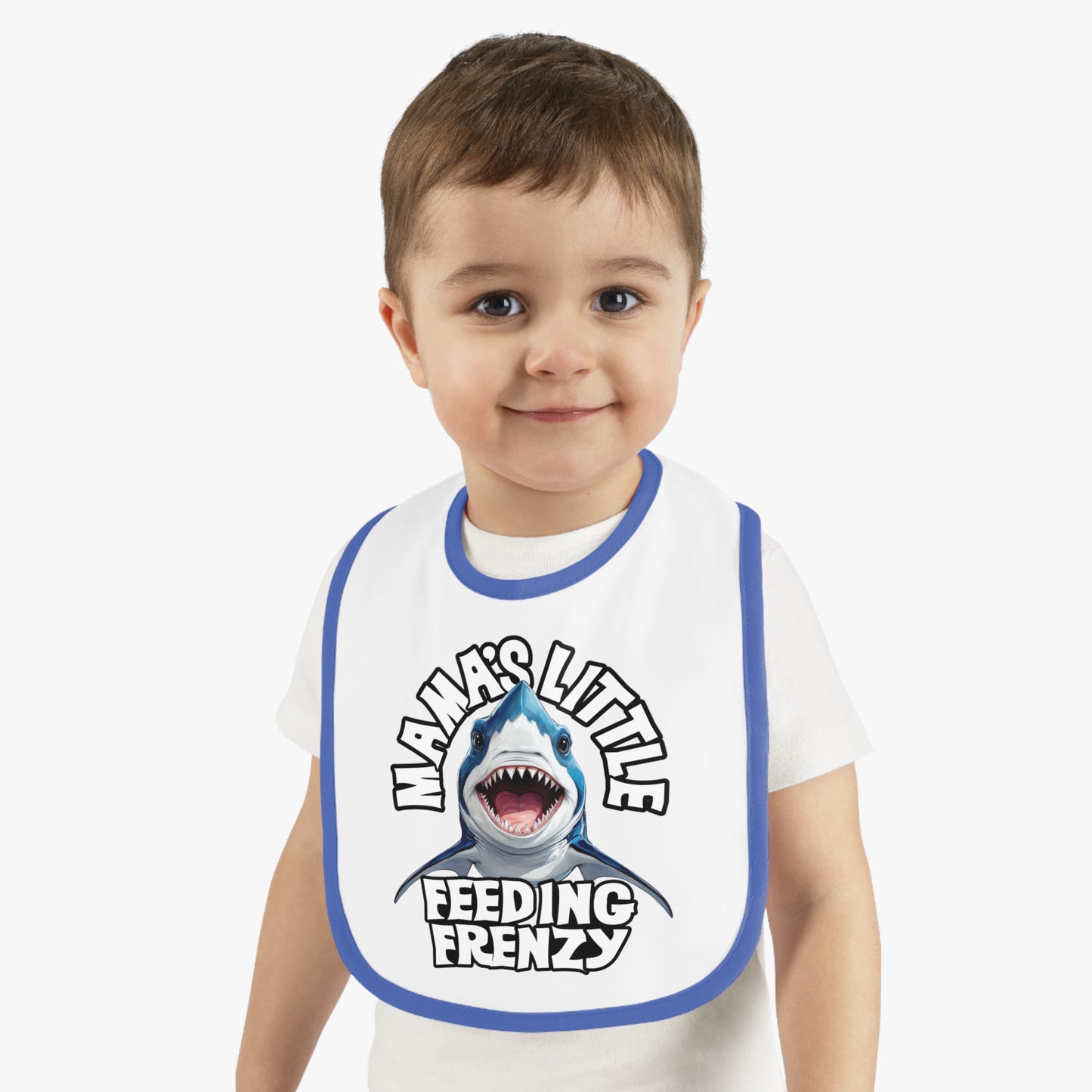 Mama's Little Feeding Frenzy Baby Bib With Cute Cartoon Baby Shark.