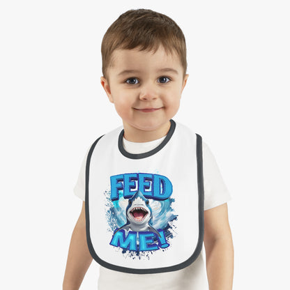 FEED ME! Baby Bib With Cute Baby Shark Design.