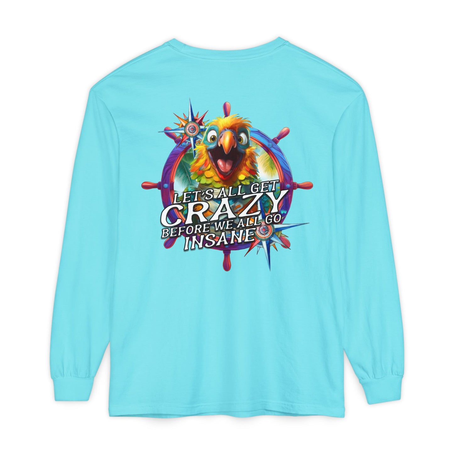 Crazy ParrotHead Long Sleeve T-Shirt - Compass on Front