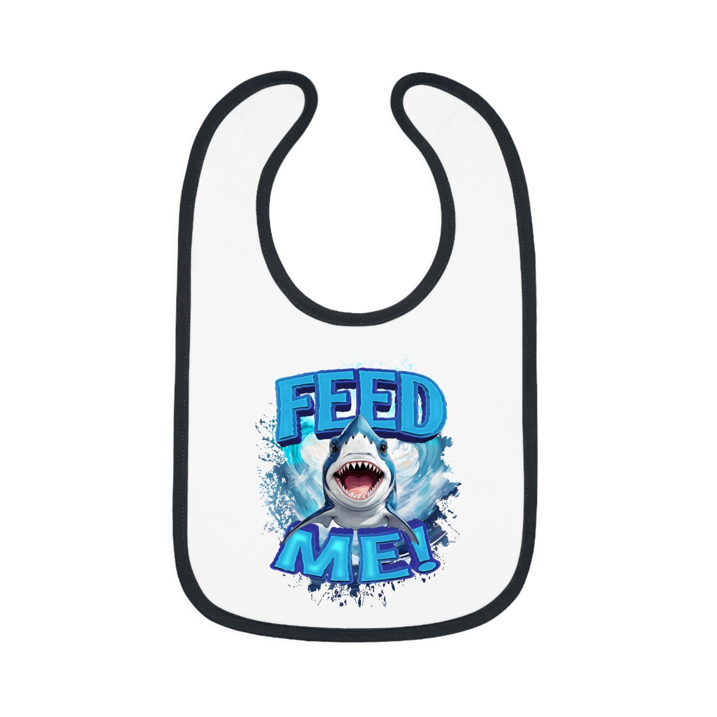 FEED ME! Baby Bib With Cute Baby Shark Design.