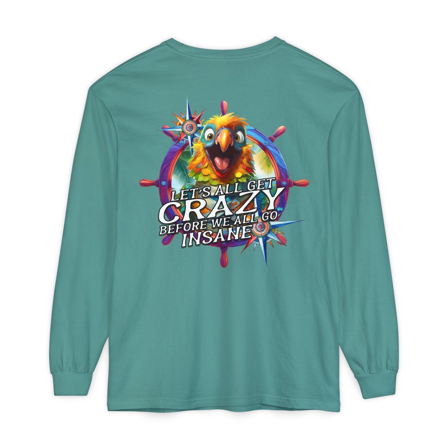 Crazy ParrotHead Long Sleeve T-Shirt - Compass on Front