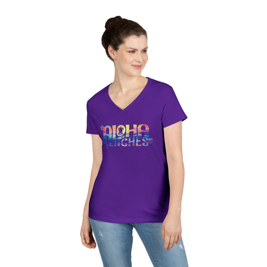 T-Shirts Ladies' V-Neck T-Shirt - Aloha Beaches Art