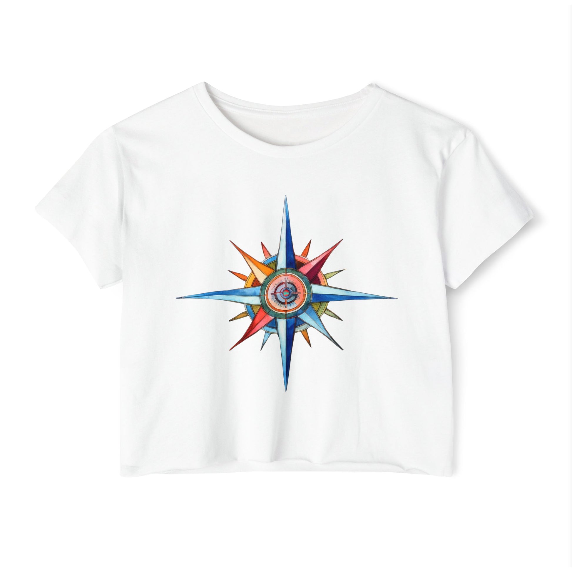 Nautical Style Crop Top | Compass Art Print