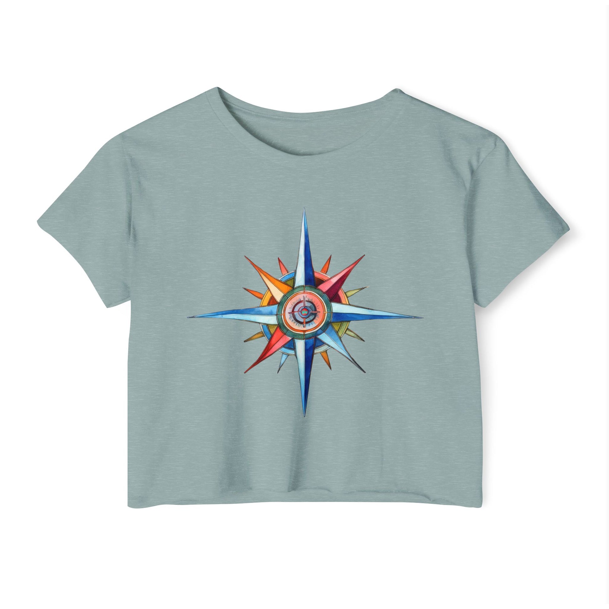 Nautical Style Crop Top | Compass Art Print