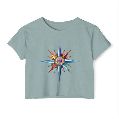 Nautical Style Crop Top | Compass Art Print