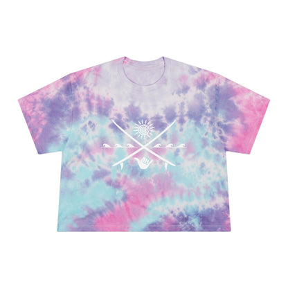 Women's Tie-Dye Crop Tee | Sun Shaka Crossed Surfboards