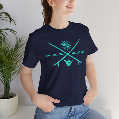 Beachy | Bella+Canvas |  Classic Crossed Boards Shaka | T-Shirt