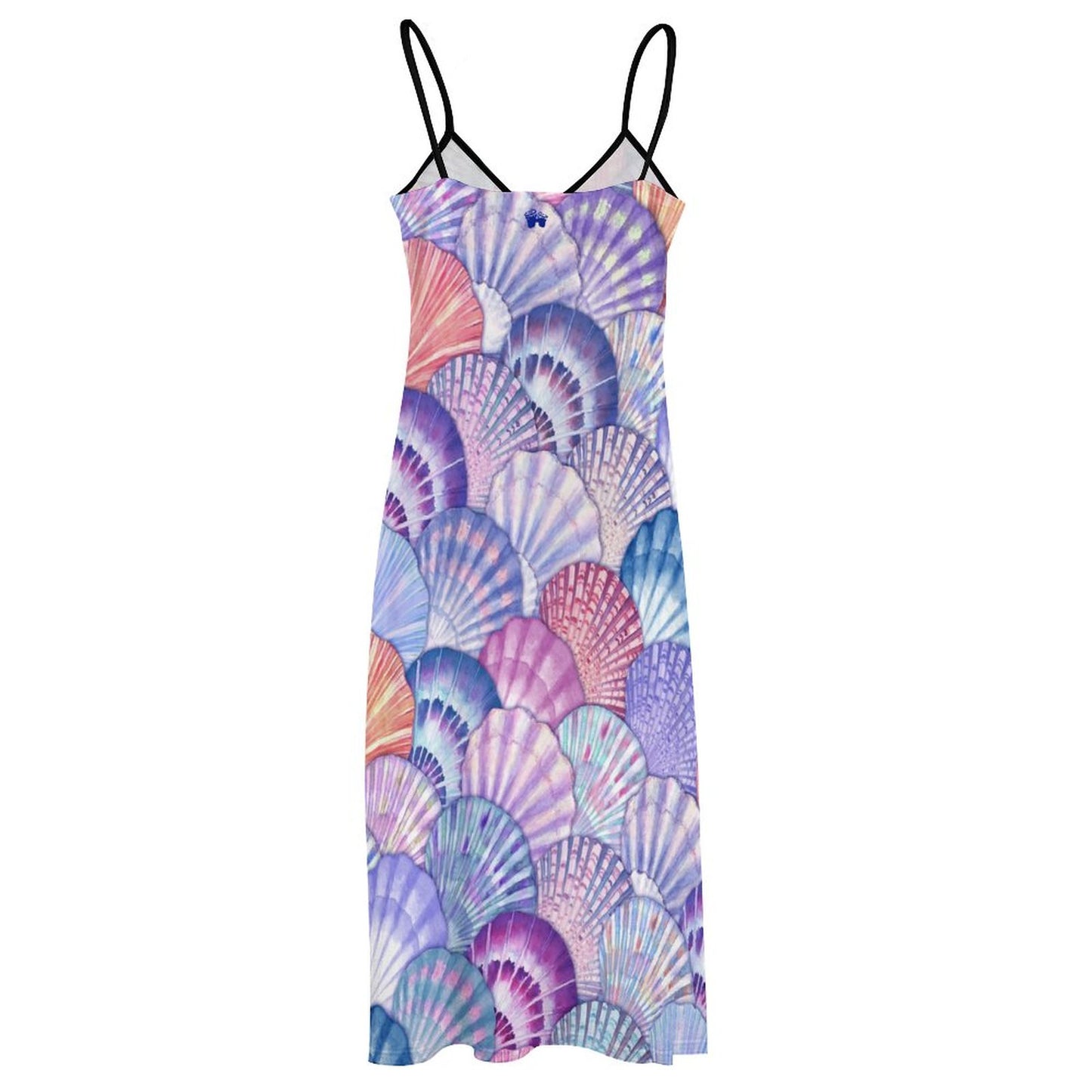 Ankle-length Slip Dress with colorful seashell pattern