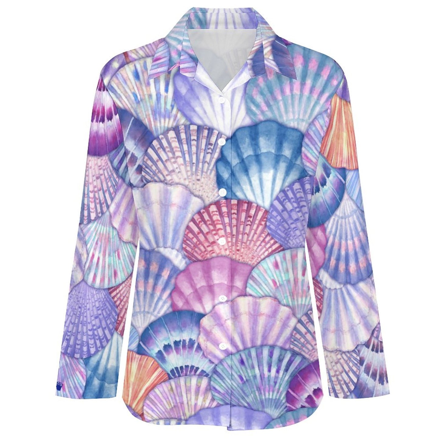 Women's Large Print Seashell Beach Blouse