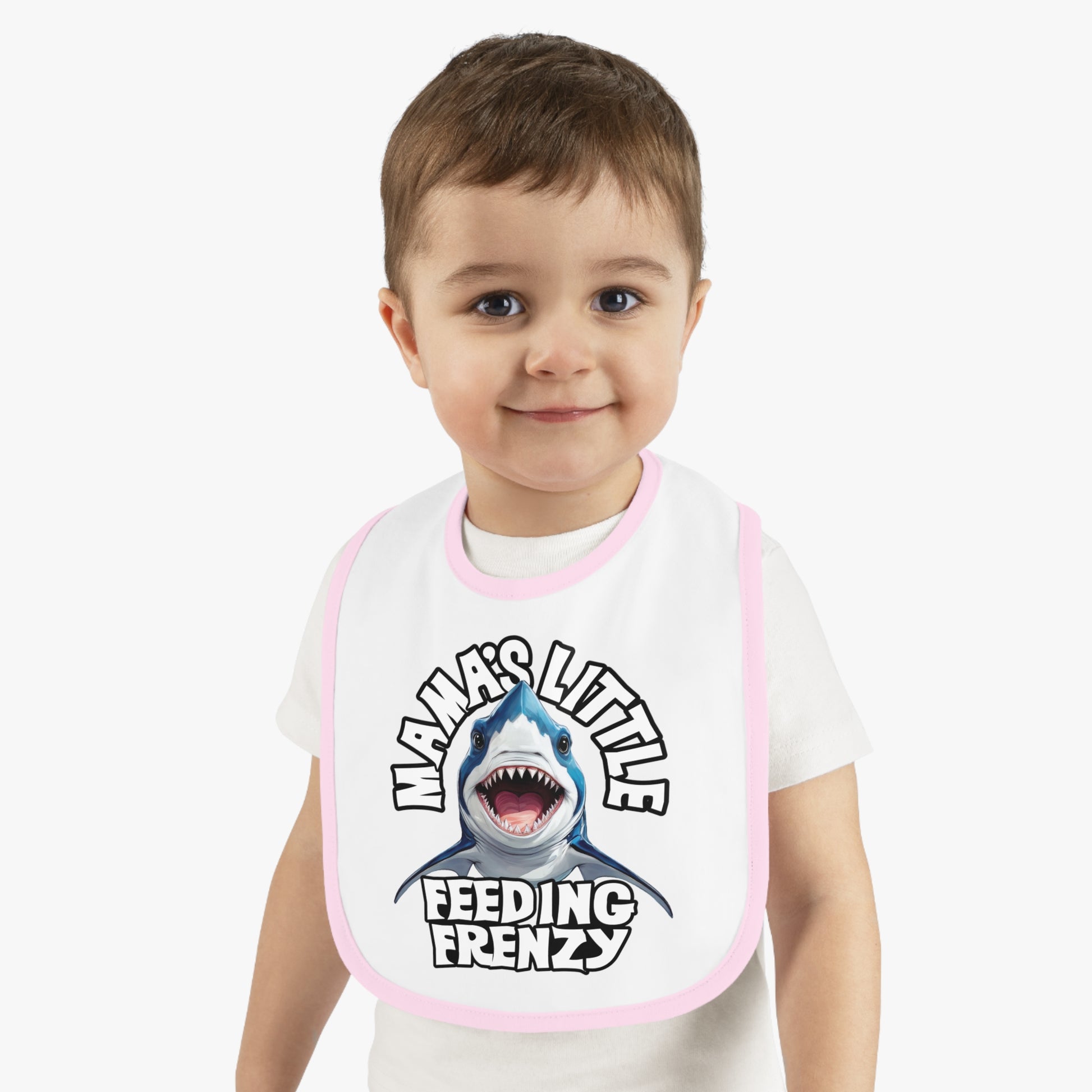 Mama's Little Feeding Frenzy Baby Bib With Cute Cartoon Baby Shark.