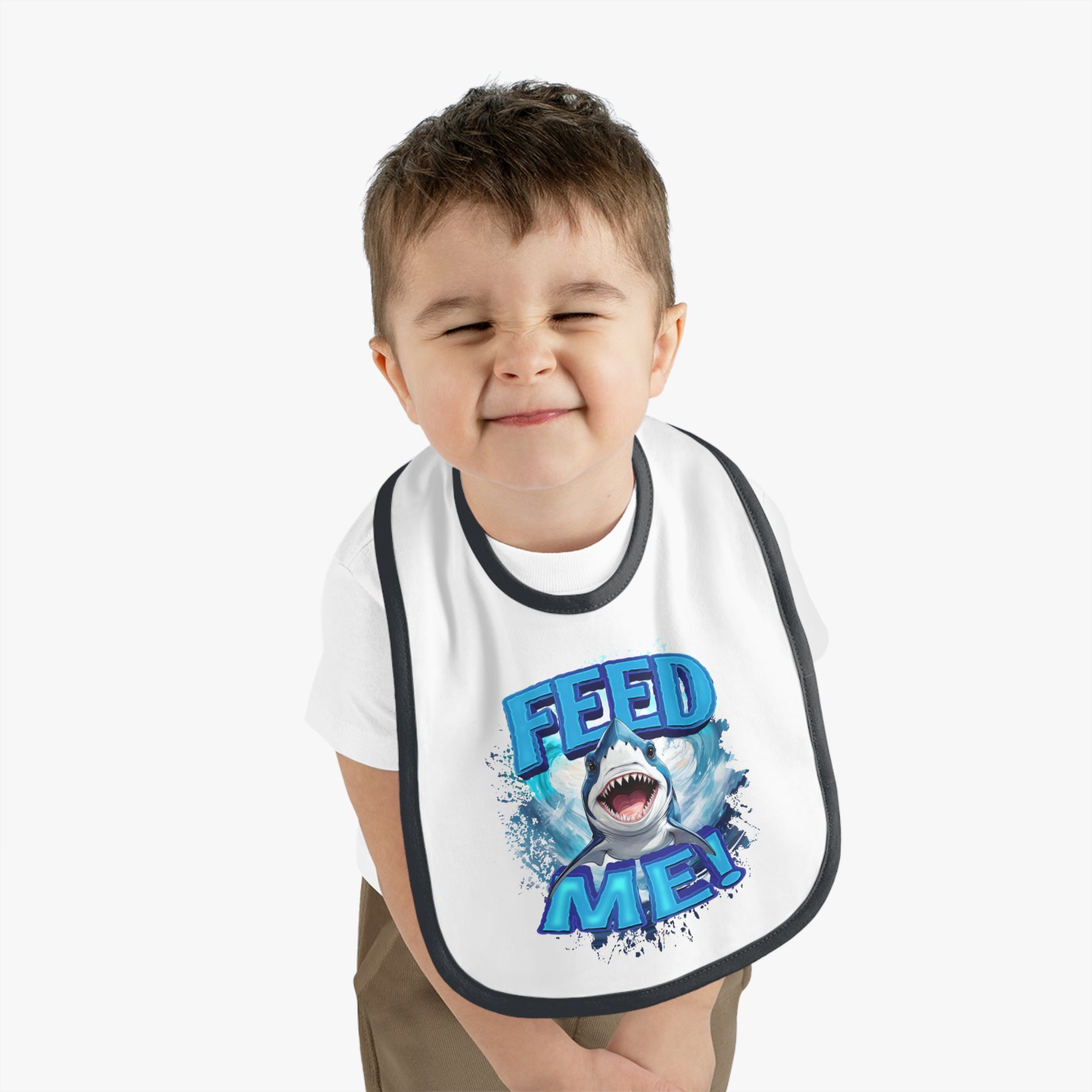 FEED ME! Baby Bib With Cute Baby Shark Design.