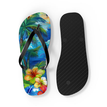 Flip-Flops With Tropical Island Scene | Beach Shoes