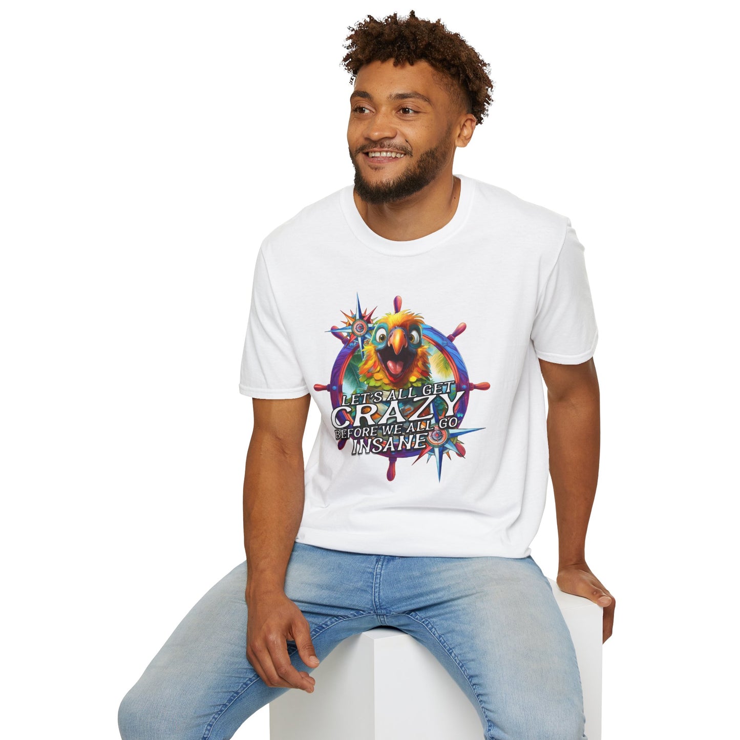 Crazy ParrotHead  | Unisex Softstyle T-Shirts In Tropical Colors