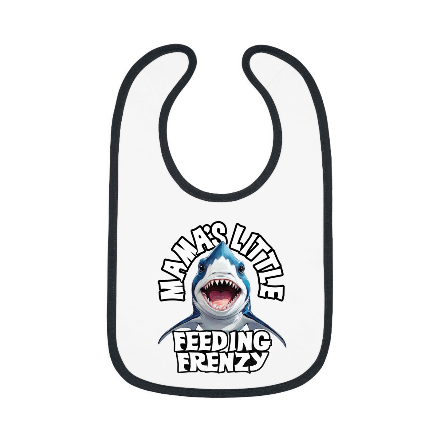 Mama's Little Feeding Frenzy Baby Bib With Cute Cartoon Baby Shark.