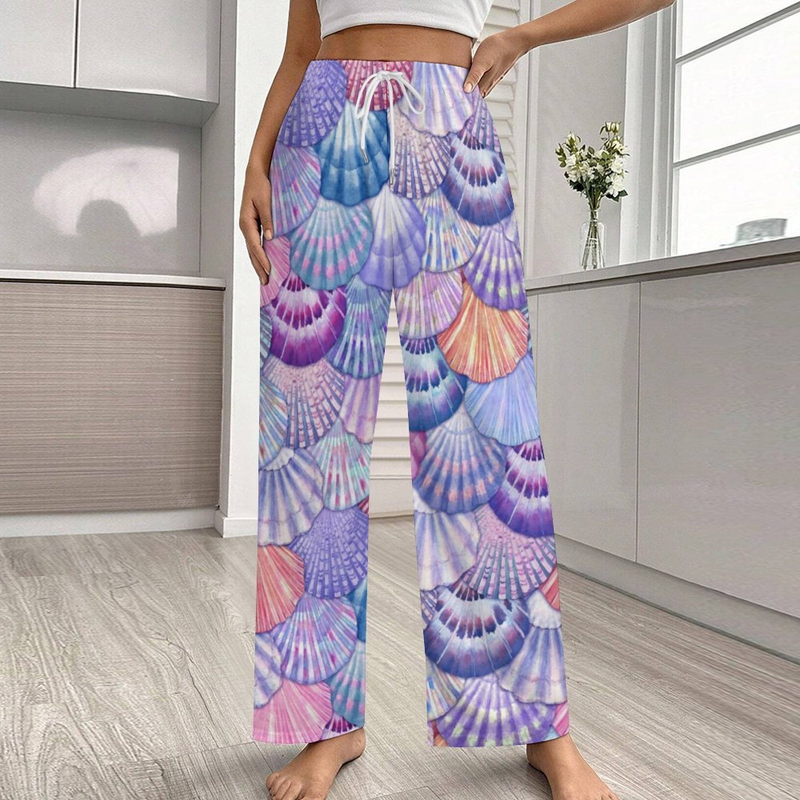 Women's Wide Leg, Drawstring Pajamas Pants