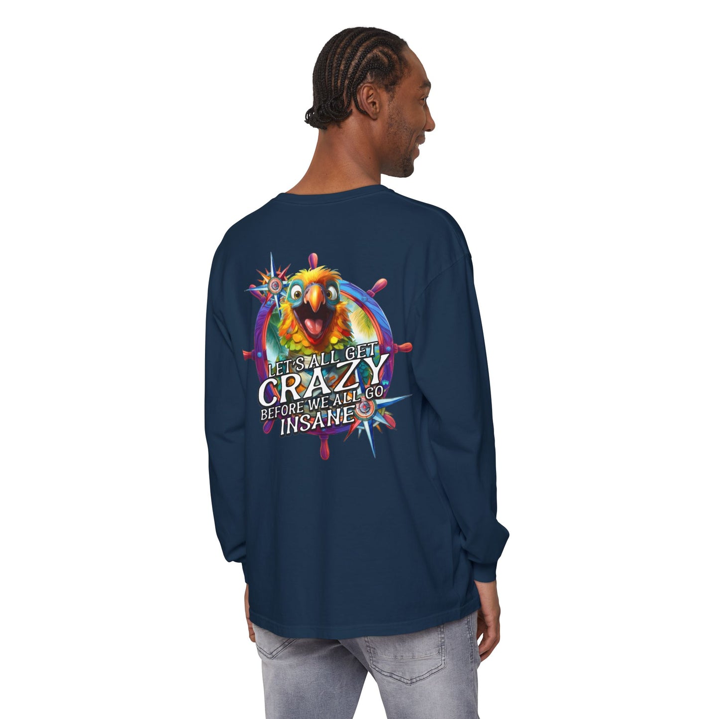 Crazy ParrotHead Long Sleeve T-Shirt - Compass on Front