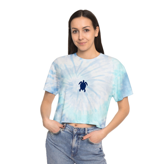 Crop Tee - Sea Turtle Zen Art Tie Dye Crop Top for Girls