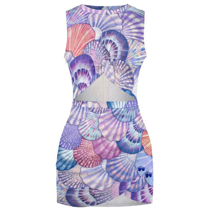 Cutout Bodycon Seashell Print Dress With Beachy VIbe