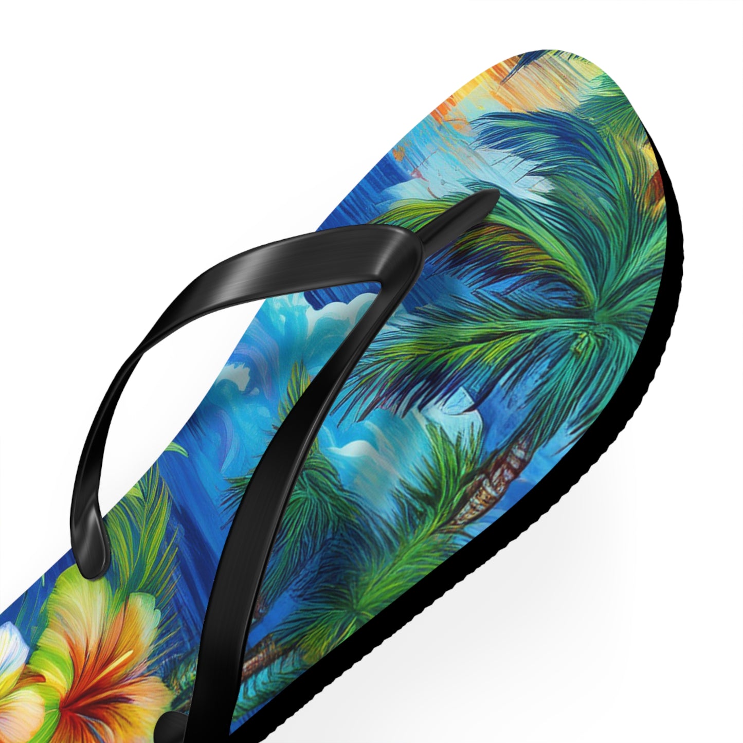 Flip-Flops With Tropical Island Scene | Beach Shoes