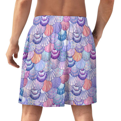 Pajama Shorts for Men With a Colorful Seashell Pattern Print