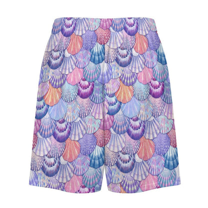 Pajama Shorts for Men With a Colorful Seashell Pattern Print