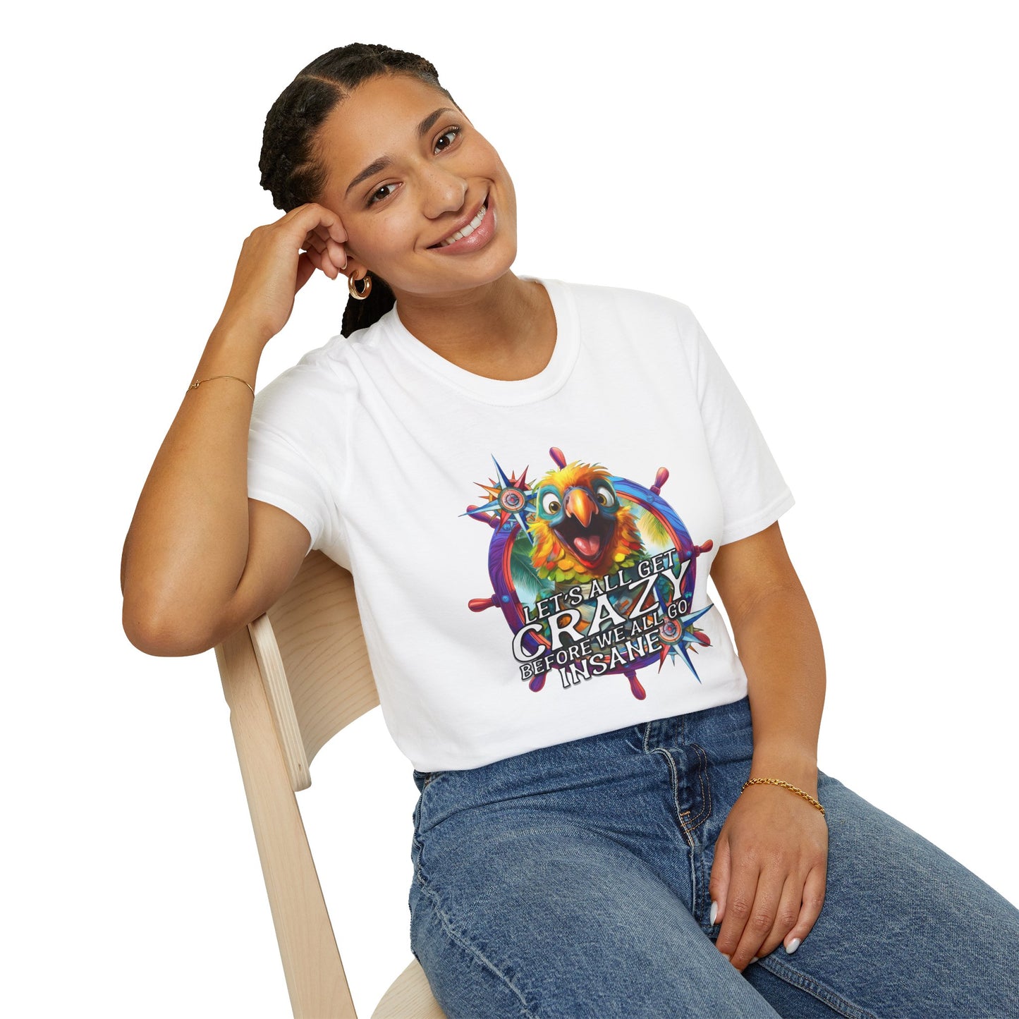 Crazy ParrotHead  | Unisex Softstyle T-Shirts In Tropical Colors