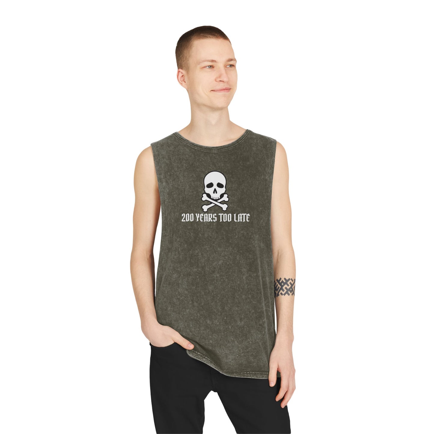 Jolly Roger Pirate - Unisex Stonewash Pirate Themed Tank Top 🏴‍☠️