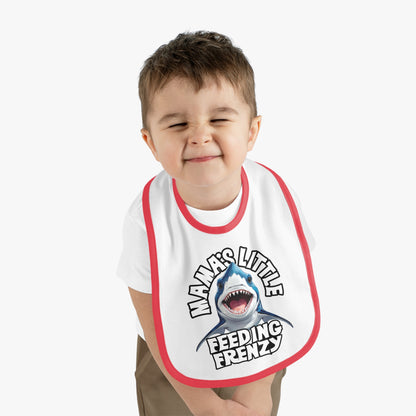 Mama's Little Feeding Frenzy Baby Bib With Cute Cartoon Baby Shark.