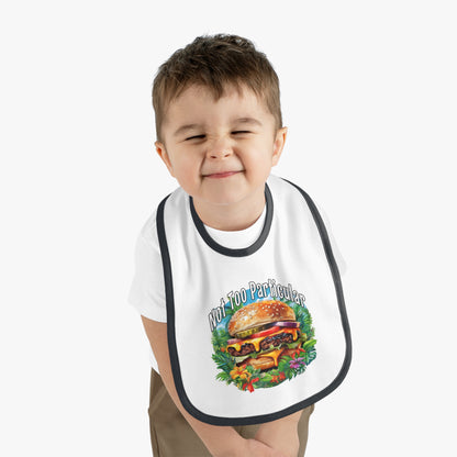 Baby Bib - Cheeseburger in Paradise Design