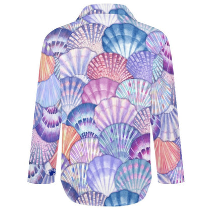 Women's Large Print Seashell Beach Blouse