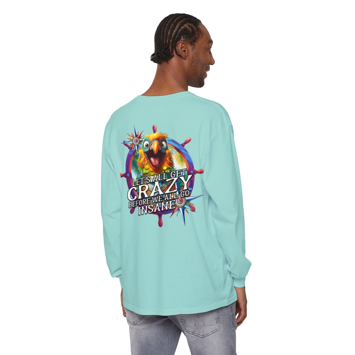 Crazy ParrotHead Long Sleeve T-Shirt - Compass on Front