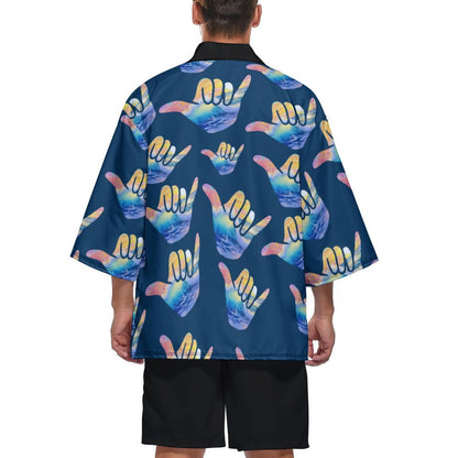 Male Kimono Cardigan | Shaka Sign Pattern