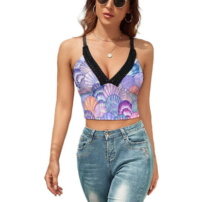 V-neck Camisole With a Colorful Coastal Print And Adjustable Straps