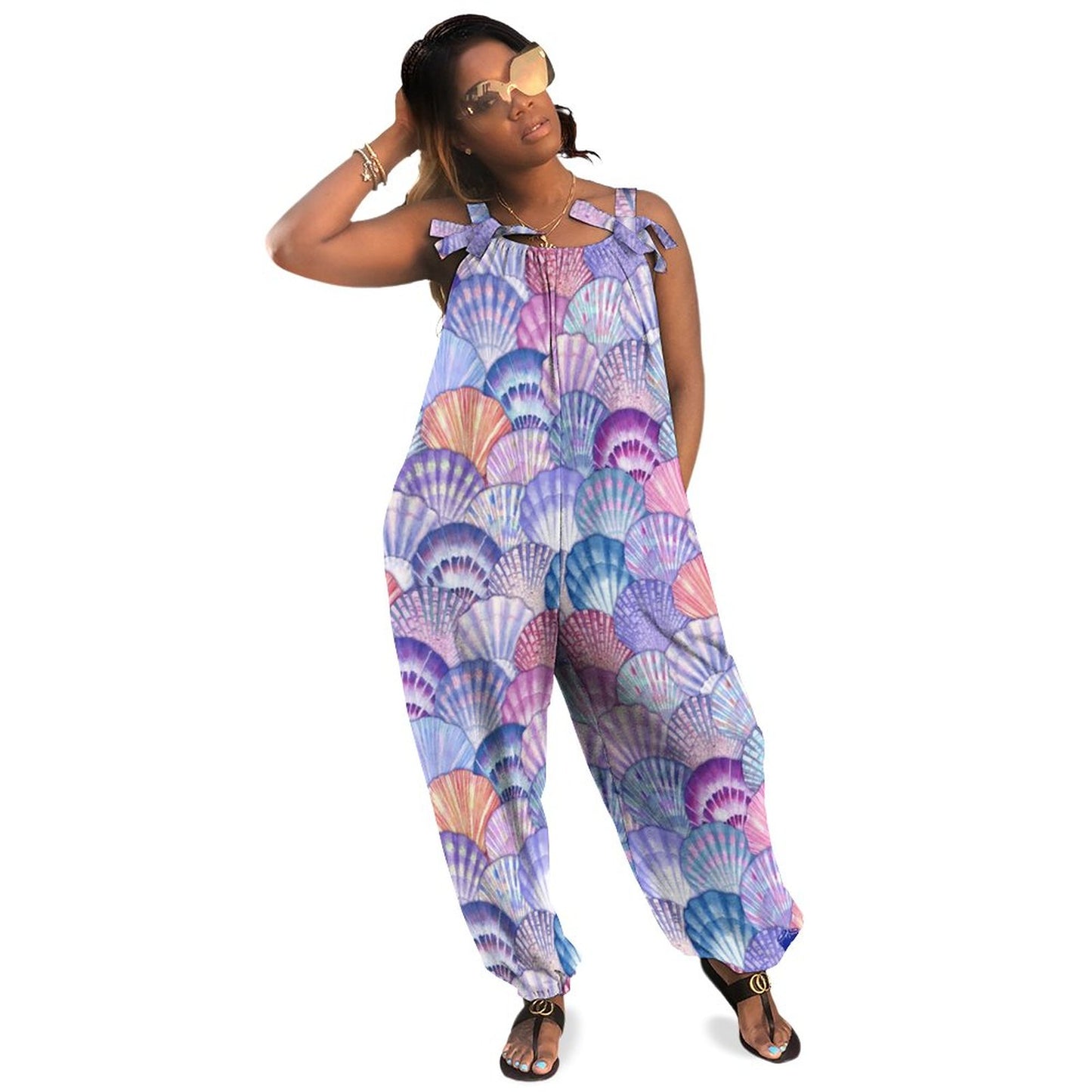 Adjustable Tie Straps Jumpsuit With a Comfortable Coastal Vibe