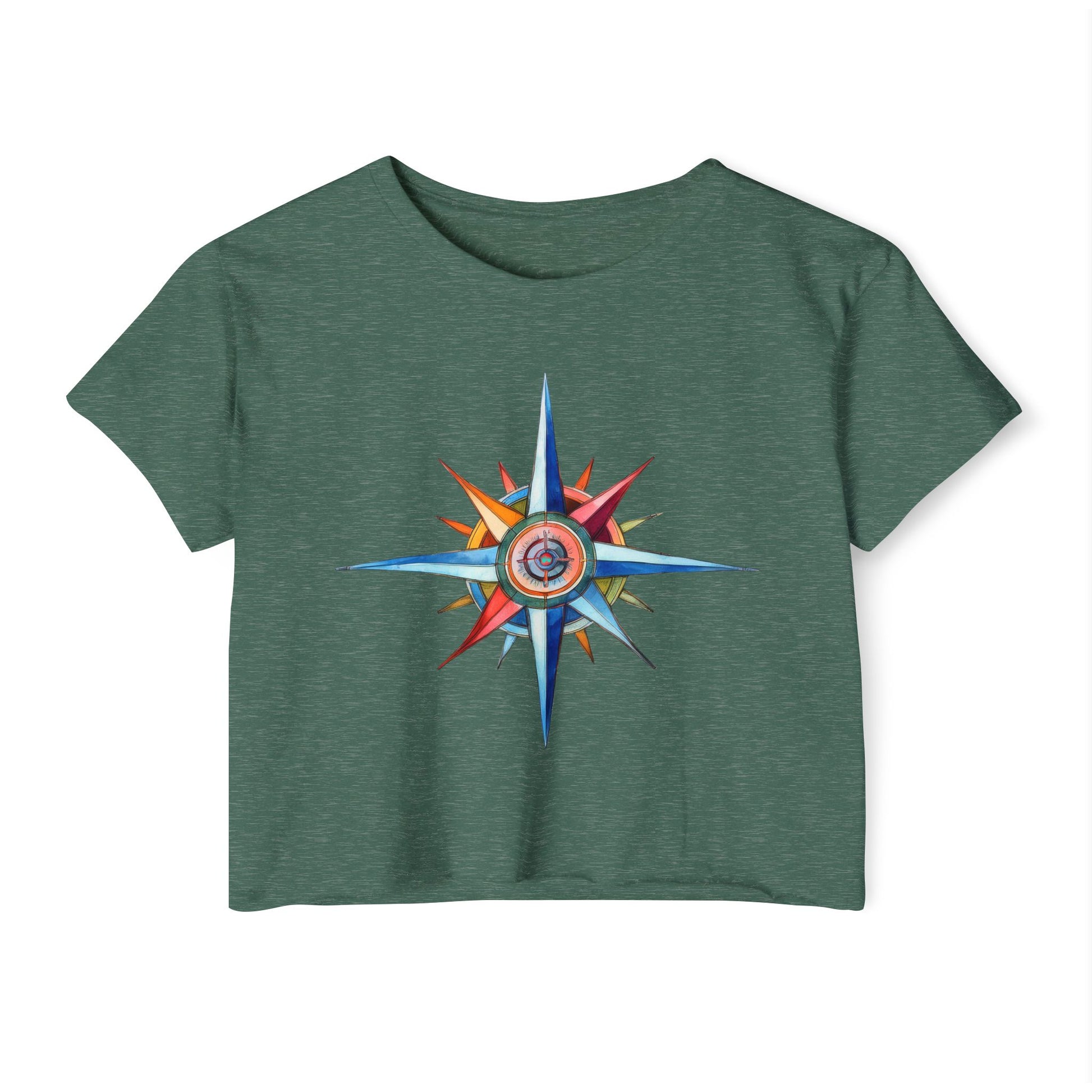 Nautical Style Crop Top | Compass Art Print