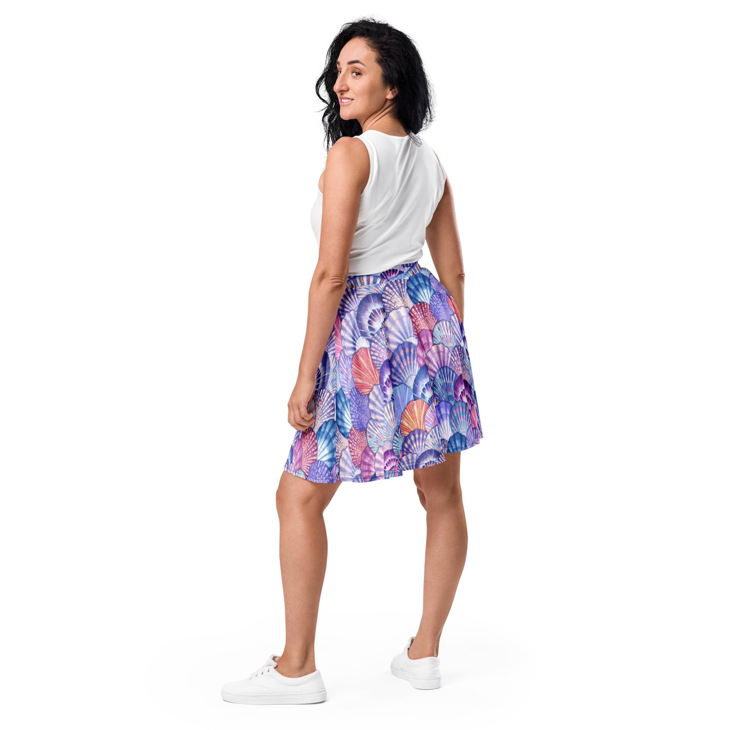 Skater Skirt With Colorful Seashell Pattern