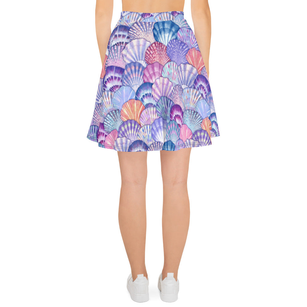 Skater Skirt With Colorful Seashell Pattern