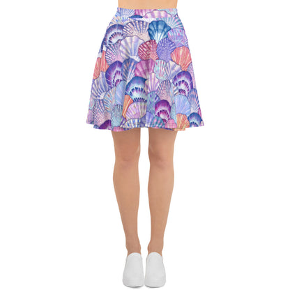 Skater Skirt With Colorful Seashell Pattern