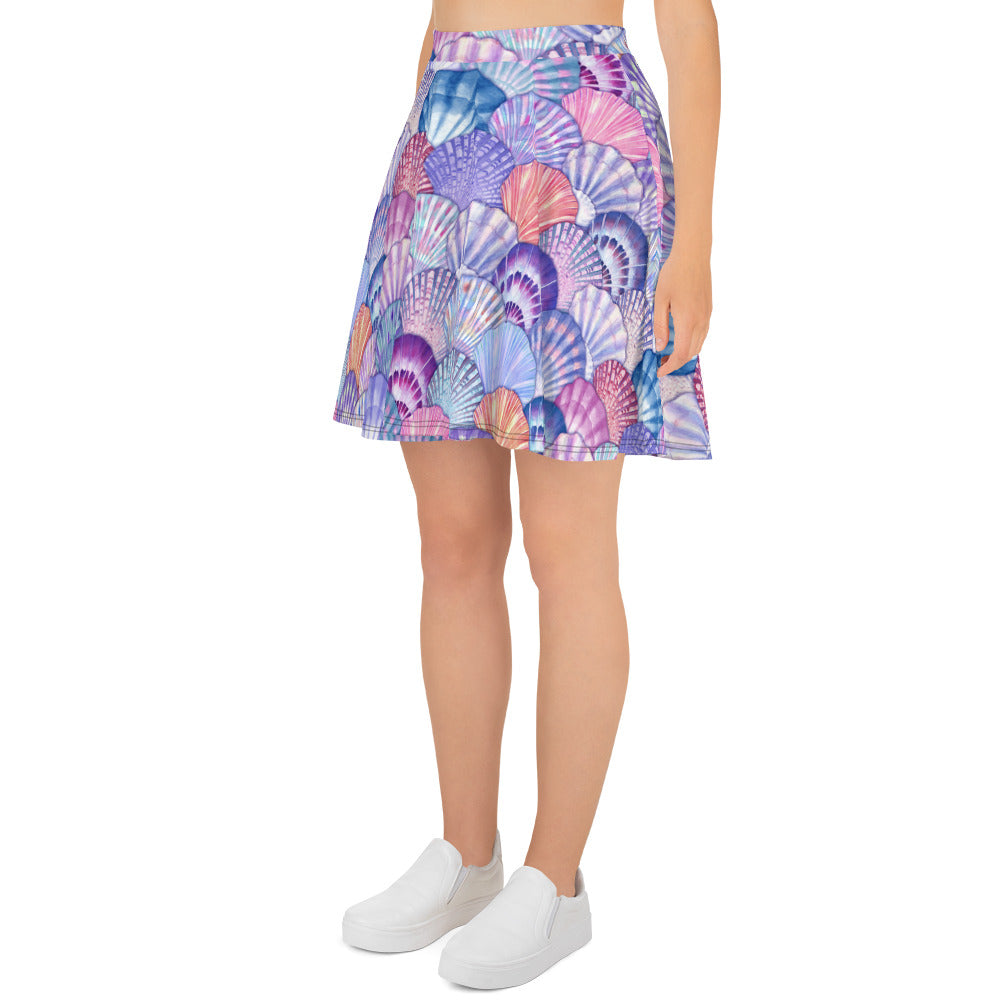 Skater Skirt With Colorful Seashell Pattern