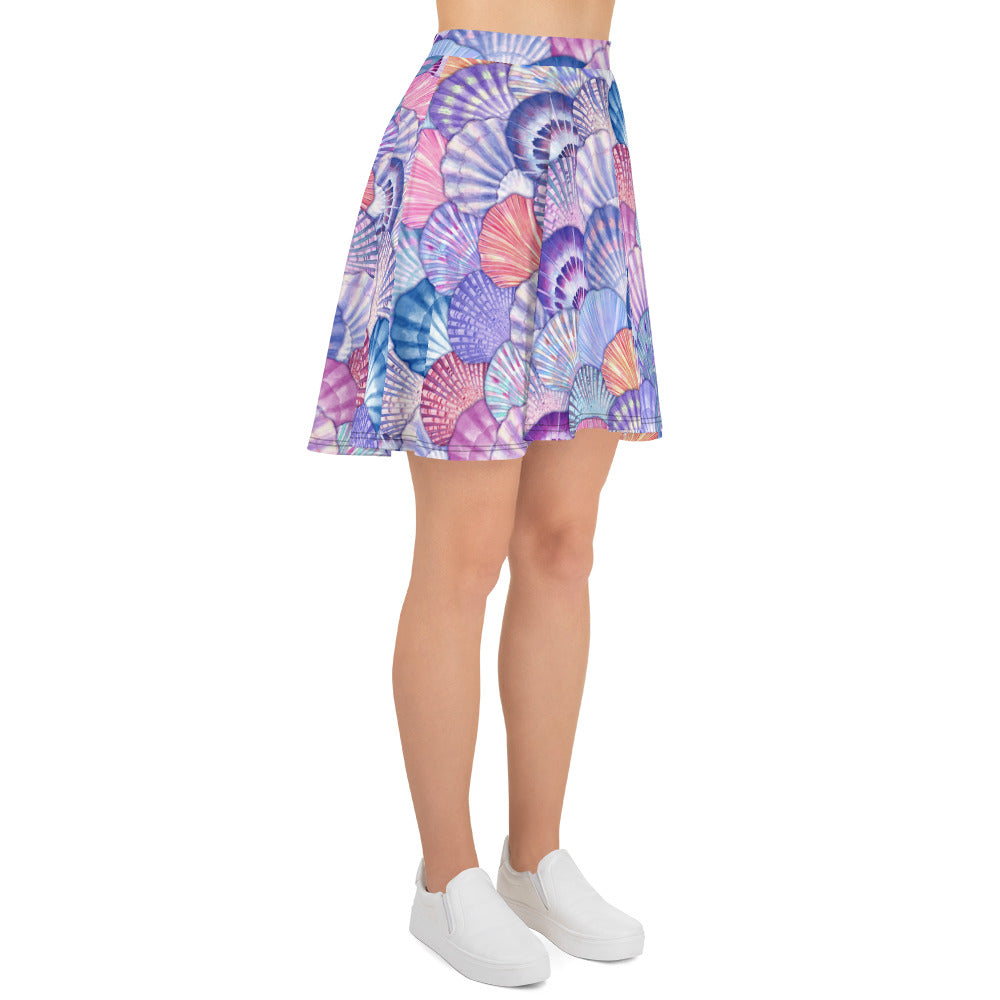 Skater Skirt With Colorful Seashell Pattern