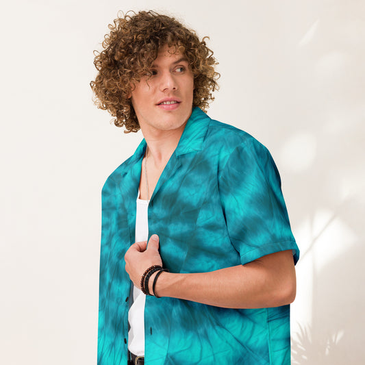 Men's Beach Shirt | Tie Dye Teal