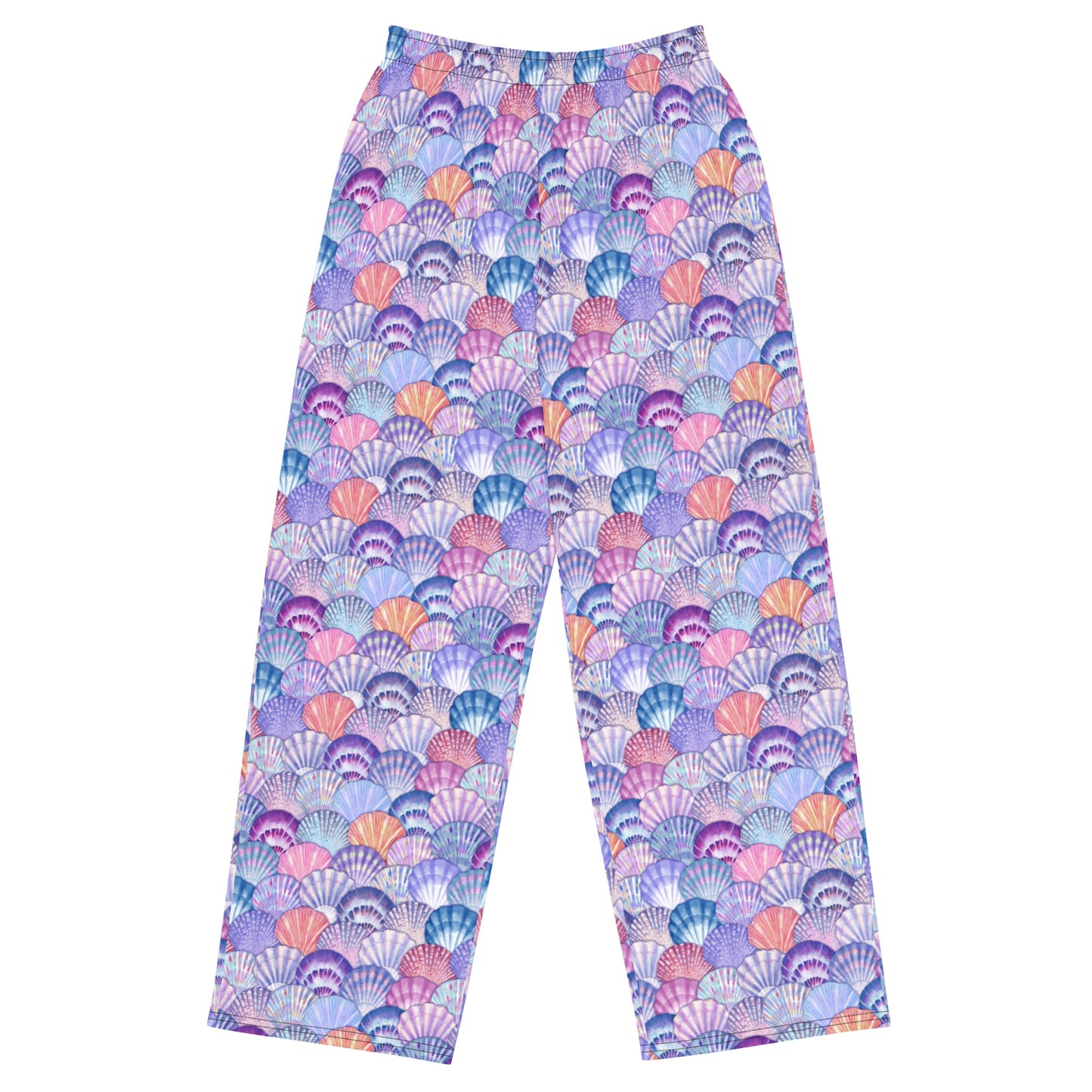 Unisex wide-leg pants with Colorful Shell Pattern