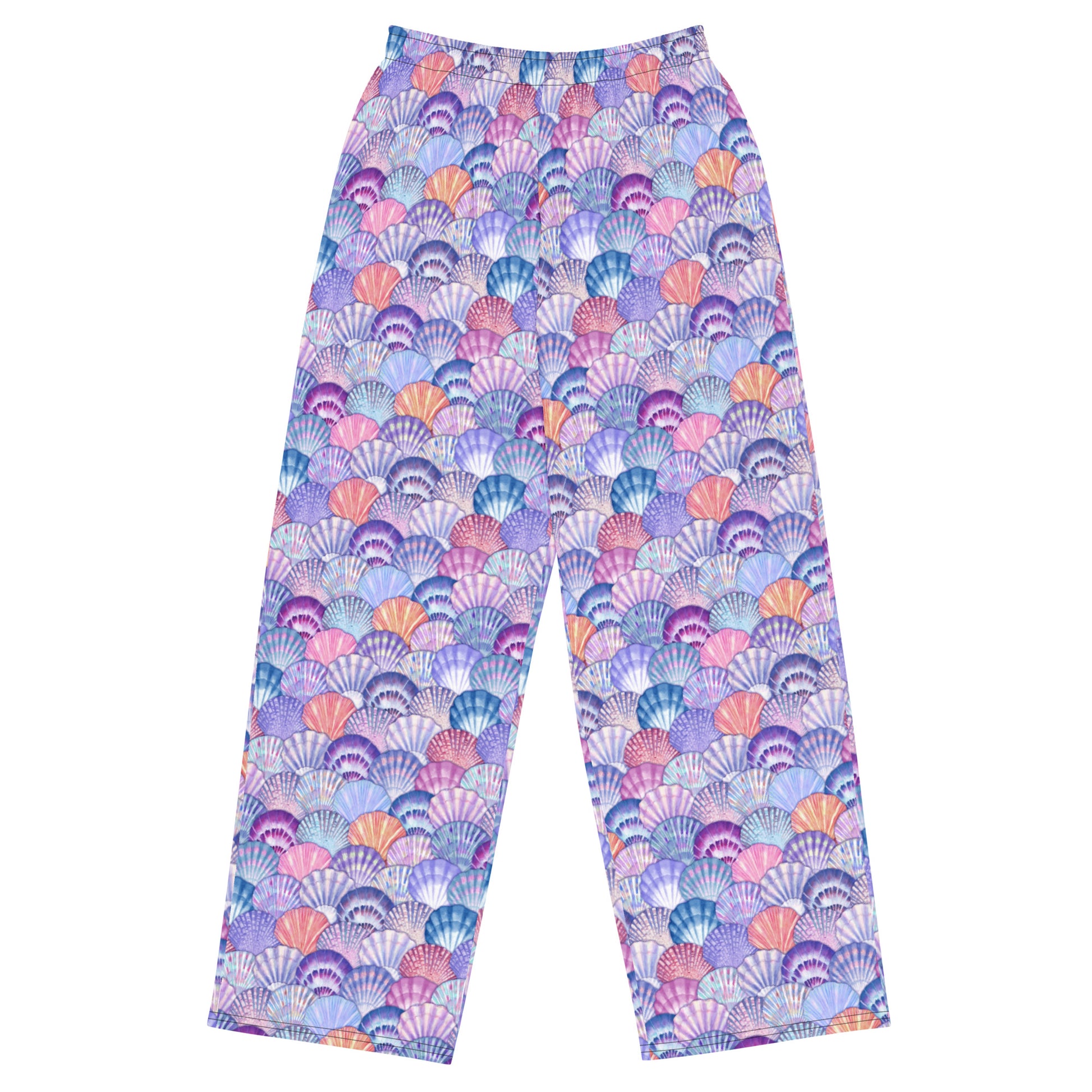 Unisex wide-leg pants with Colorful Shell Pattern